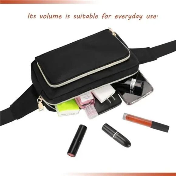 New Unisex Bum Hip Belt Waist Bag black - Picture 4 of 7